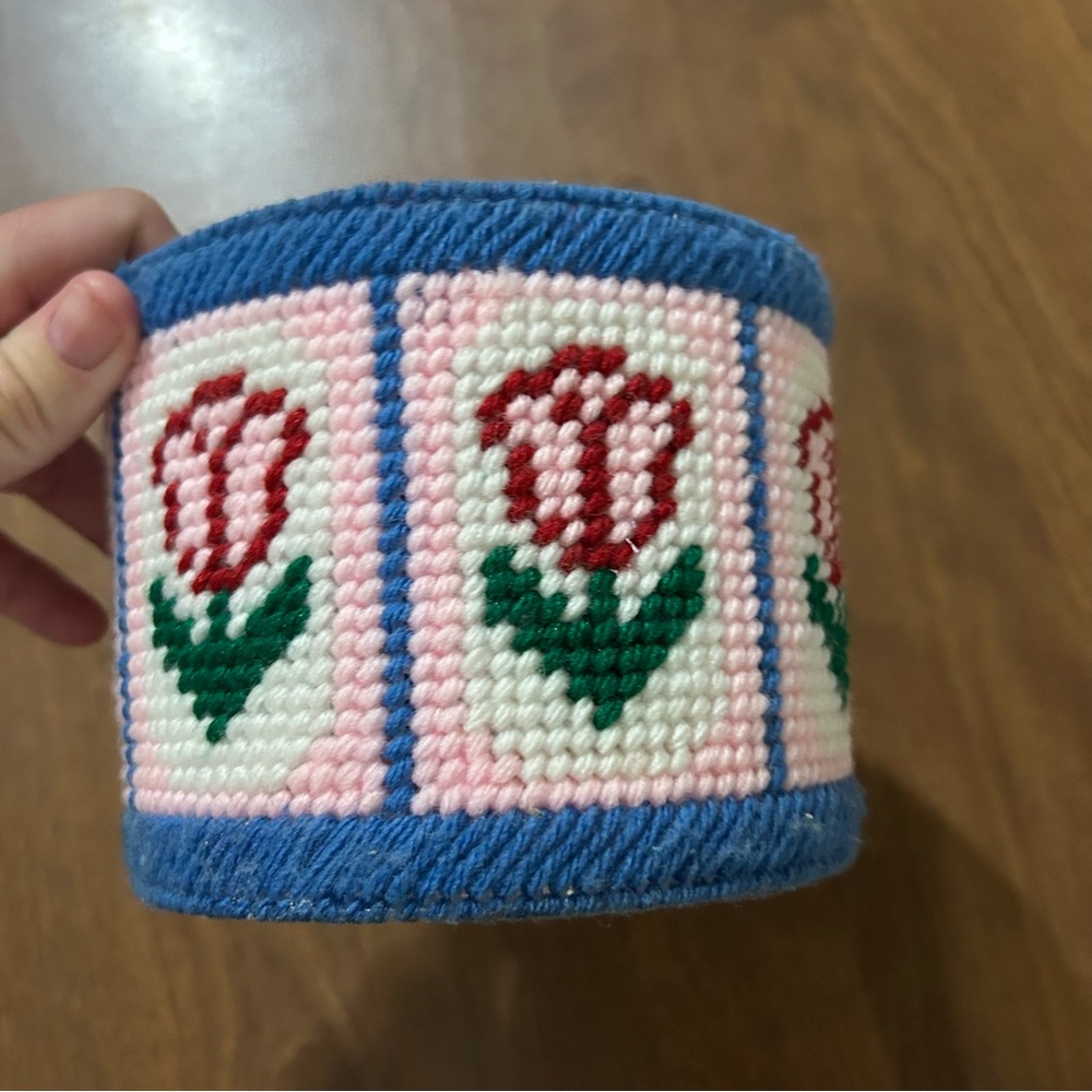 Vintage Needlepoint plant holder